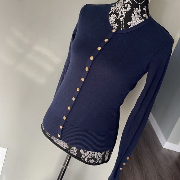 Agnes B. Snap Cardigan Blue NEW - Picture 2 of 3